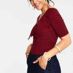 VOODOO VIXEN ANIKA BOW TOP BURGUNDY 10 VOODOO VIXEN ANIKA BOW TOP BURGUNDY