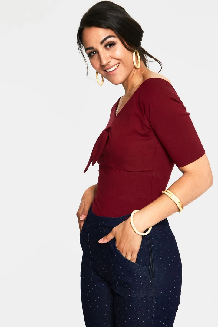 VOODOO VIXEN ANIKA BOW TOP BURGUNDY 6 VOODOO VIXEN ANIKA BOW TOP BURGUNDY