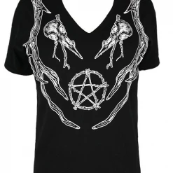 RESTYLE V NECK ANTLERS CHOKER TOP