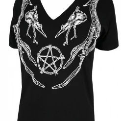 RESTYLE V NECK ANTLERS CHOKER TOP