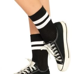 None ATHLETIC STRIPED ANKLE SOCKS BLK/WHT Accessories