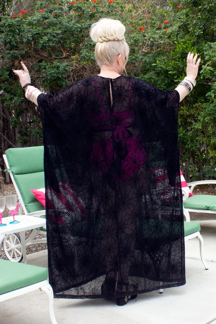 OBLONG BOX SHOP BLACK MAGIK SPIDERWEB LONG CAFTAN 5 OBLONG BOX SHOP BLACK MAGIK SPIDERWEB LONG CAFTAN