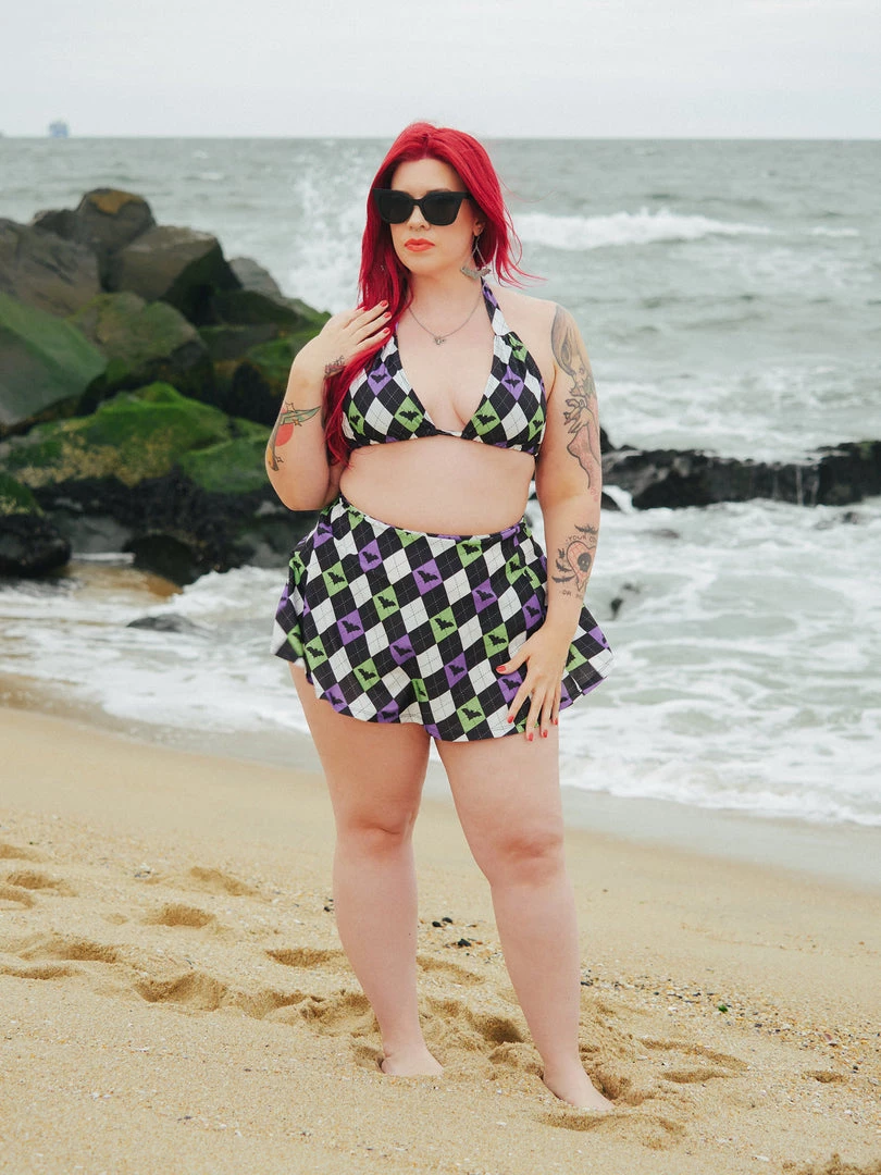 SOURPUSS BAT ARGYLE SWIM SKIRT 4 SOURPUSS BAT ARGYLE SWIM SKIRT