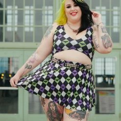 SOURPUSS BAT ARGYLE SWIM SKIRT 11 SOURPUSS BAT ARGYLE SWIM SKIRT
