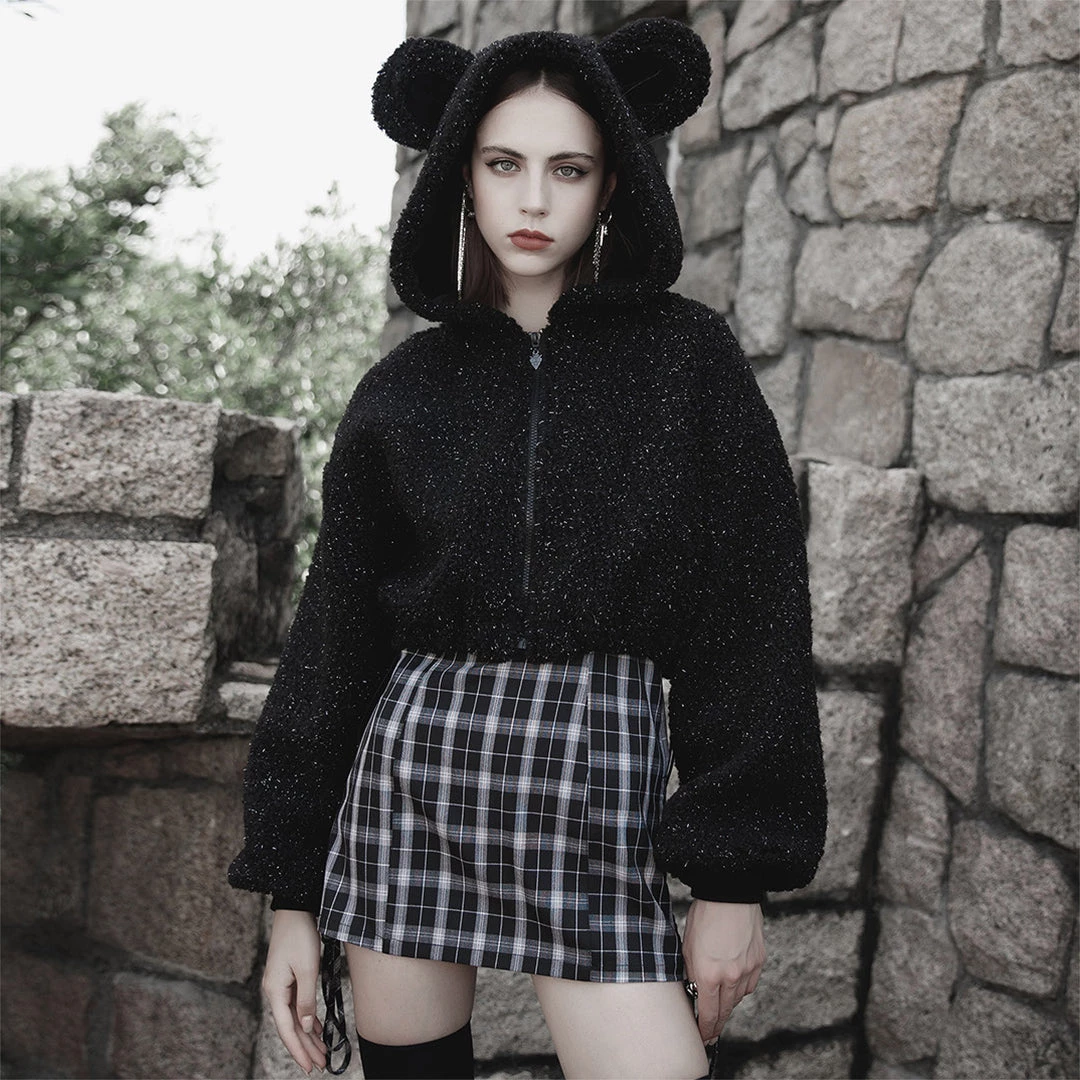 PunkRave PUNK RAVE BEAR EARS CROPPED DRAWSTRING JACKET 3 PunkRave PUNK RAVE BEAR EARS CROPPED DRAWSTRING JACKET