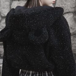 PunkRave PUNK RAVE BEAR EARS CROPPED DRAWSTRING JACKET