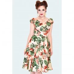 Apparel VOODOO VIXEN BETSY TROPICAL FLAMINGO OFF-SHOULDER SWING DRESS