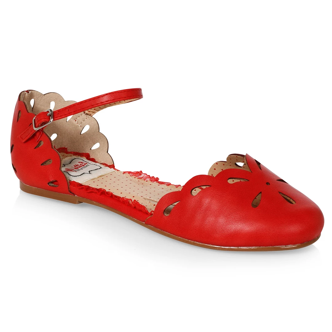 Bettie Page Shoes BETTIE PAGE BETSY BUCKLE FLATS RED 3 Bettie Page Shoes BETTIE PAGE BETSY BUCKLE FLATS RED