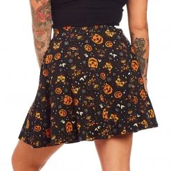 SOURPUSS CLASSIC HALLOWEEN SKATER SKIRT BLACK