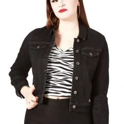 SOURPUSS ESSENTIAL STRETCH DENIM JACKET BLACK