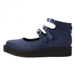 Footwear T.U.K. 3-STRAP POINTED MARY JANE BLACK GLITTER