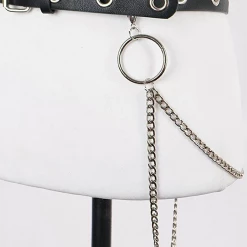 None What's New GROMMET BELT WITH HIP CHAIN BLACK