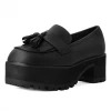 T.U.K. TUKSKIN FRINGE LOAFER PLATFORMS BLACK Footwear