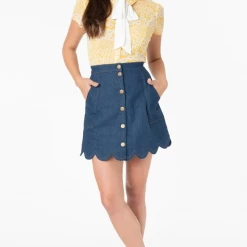 Apparel SMAK PARLOUR BLUE DENIM CAMPUS MINI SKIRT