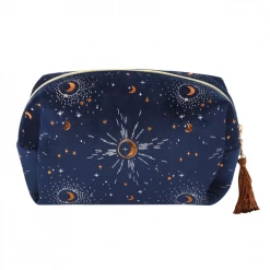 None Lifestyle BLUE CRESCENT MOON TASSELED MAKE UP BAG