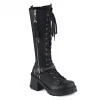 DEMONIA BRATTY LACE UP/ZIPPER KNEE HIGH BOOTS Footwear