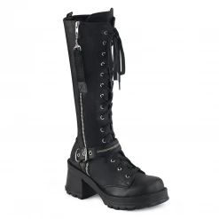 DEMONIA BRATTY LACE UP/ZIPPER KNEE HIGH BOOTS Footwear