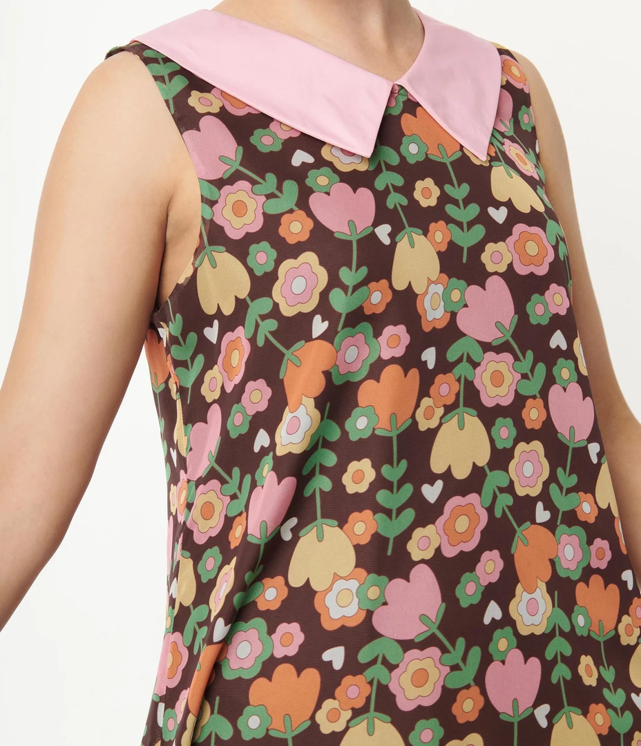 SMAK PARLOUR BROWN & PINK TULIP PRINT MINI DRESS What's New 4 SMAK PARLOUR BROWN & PINK TULIP PRINT MINI DRESS What's New