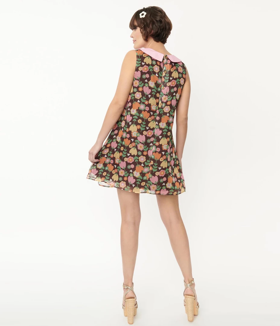 SMAK PARLOUR BROWN & PINK TULIP PRINT MINI DRESS What's New 5 SMAK PARLOUR BROWN & PINK TULIP PRINT MINI DRESS What's New