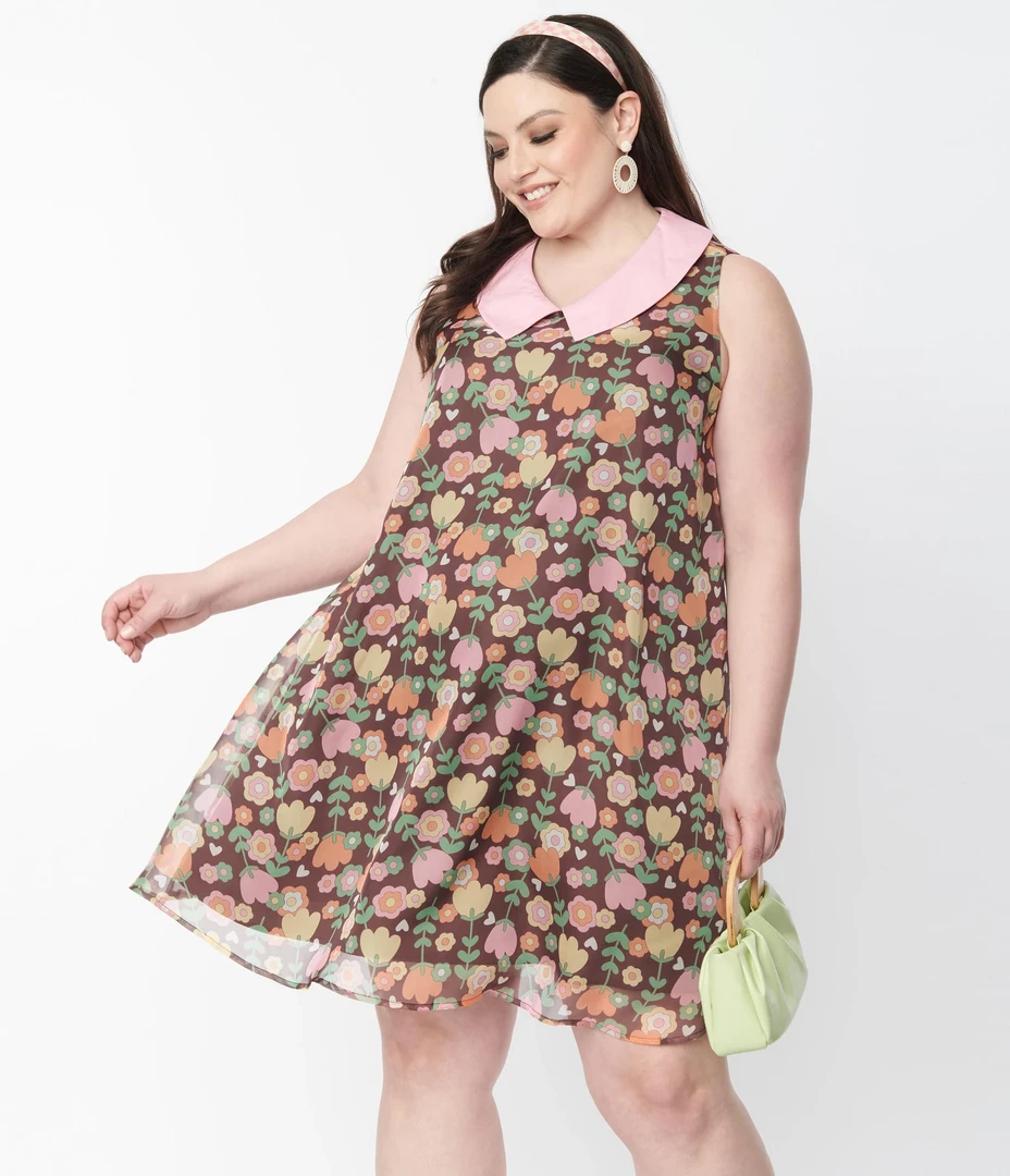 SMAK PARLOUR BROWN & PINK TULIP PRINT MINI DRESS What's New 6 SMAK PARLOUR BROWN & PINK TULIP PRINT MINI DRESS What's New