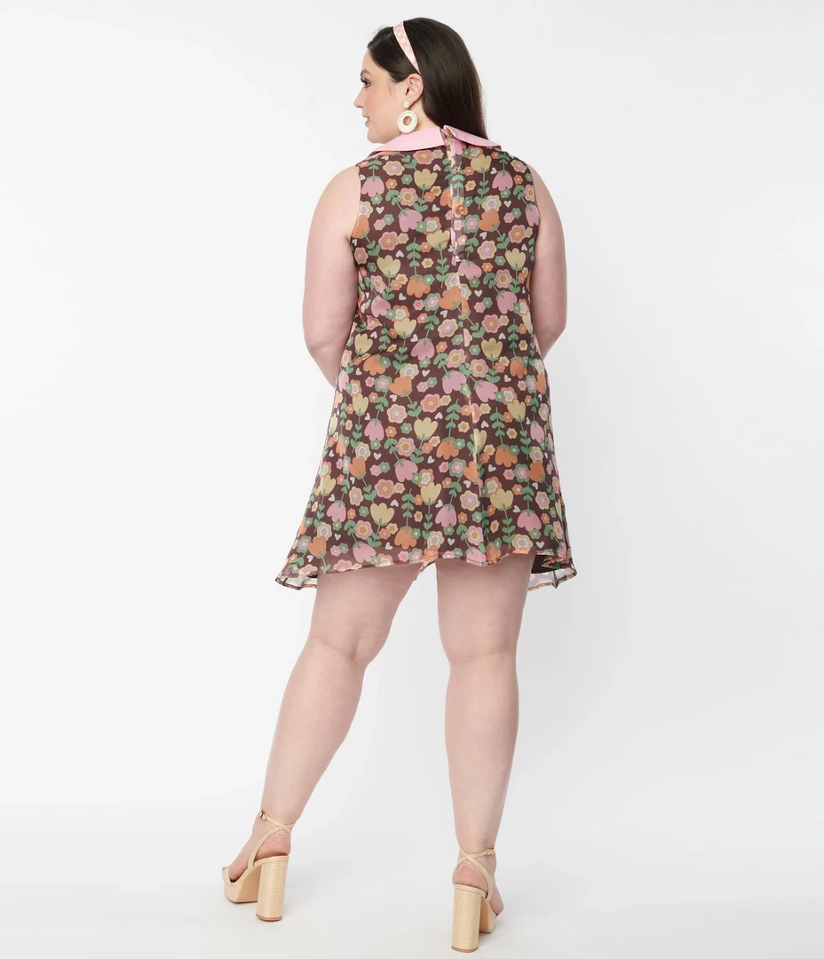 SMAK PARLOUR BROWN & PINK TULIP PRINT MINI DRESS What's New 7 SMAK PARLOUR BROWN & PINK TULIP PRINT MINI DRESS What's New