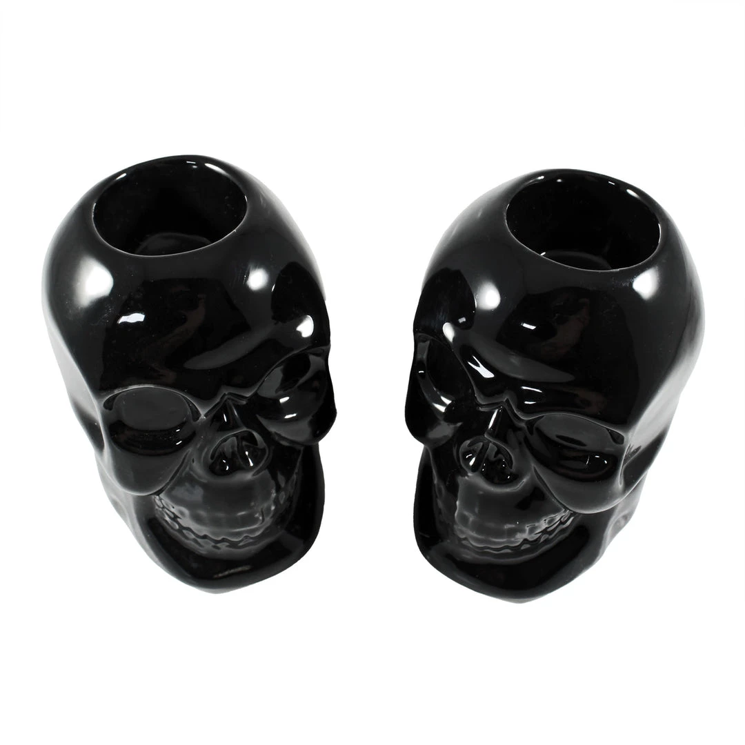 Haunted Homewares SOURPUSS SKULL CANDLESTICK HOLDERS BLACK 5 Haunted Homewares SOURPUSS SKULL CANDLESTICK HOLDERS BLACK