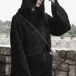 PunkRave PUNK RAVE CAT PAW FLUFFY HOODED PULLOVER Hoodies & Sweatshirts