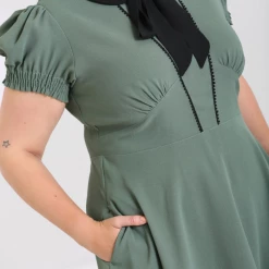 Shop Sour+Plus HELL BUNNY CATHERINE MID DRESS GREEN 14 Shop Sour+Plus HELL BUNNY CATHERINE MID DRESS GREEN