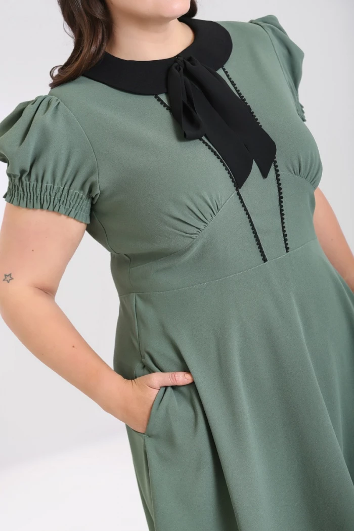 Shop Sour+Plus HELL BUNNY CATHERINE MID DRESS GREEN 8 Shop Sour+Plus HELL BUNNY CATHERINE MID DRESS GREEN