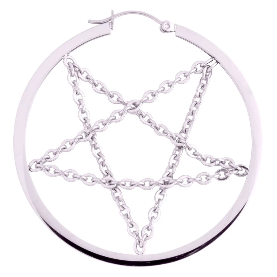 WILDCAT PENTAGRAM CHAIN HOOPS SILVER Accessories
