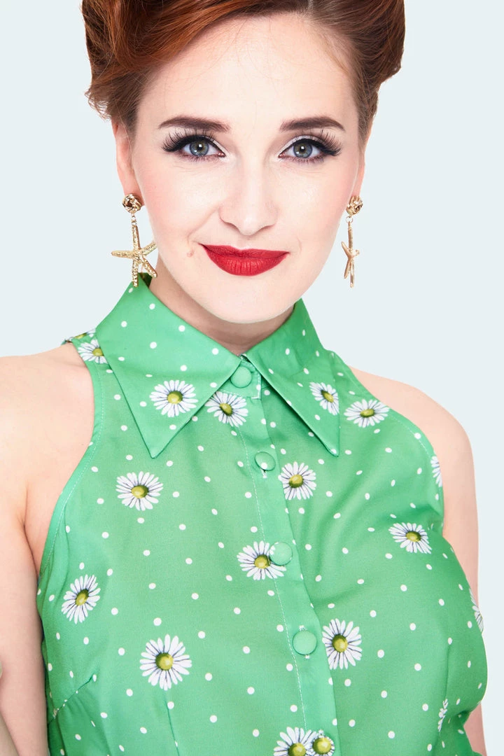 Ghouls Just Wanna Have Sun VOODOO VIXEN CHERIE DAISY POLKA DOT SLEEVELESS BLOUSE 4 Ghouls Just Wanna Have Sun VOODOO VIXEN CHERIE DAISY POLKA DOT SLEEVELESS BLOUSE