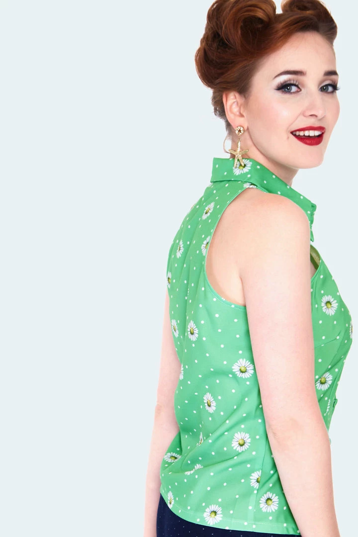 Ghouls Just Wanna Have Sun VOODOO VIXEN CHERIE DAISY POLKA DOT SLEEVELESS BLOUSE 5 Ghouls Just Wanna Have Sun VOODOO VIXEN CHERIE DAISY POLKA DOT SLEEVELESS BLOUSE