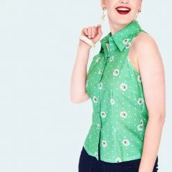 Ghouls Just Wanna Have Sun VOODOO VIXEN CHERIE DAISY POLKA DOT SLEEVELESS BLOUSE 10 Ghouls Just Wanna Have Sun VOODOO VIXEN CHERIE DAISY POLKA DOT SLEEVELESS BLOUSE