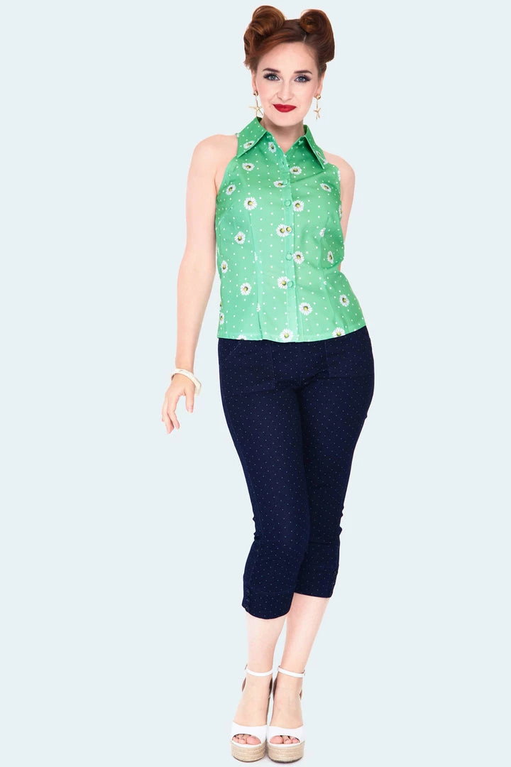 Ghouls Just Wanna Have Sun VOODOO VIXEN CHERIE DAISY POLKA DOT SLEEVELESS BLOUSE 7 Ghouls Just Wanna Have Sun VOODOO VIXEN CHERIE DAISY POLKA DOT SLEEVELESS BLOUSE