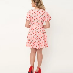 UNIQUE VINTAGE CHERRY PRINT POPPY FIT & FLARE DRESS Shop Sour+Plus 10 UNIQUE VINTAGE CHERRY PRINT POPPY FIT & FLARE DRESS Shop Sour+Plus