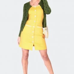 VOODOO VIXEN CLARA POLKA DOT CARDIGAN OLIVE