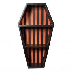 SOURPUSS STRIPED COFFIN SHELF BLACK/PUMPKIN Haunted Homewares