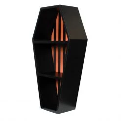 SOURPUSS STRIPED COFFIN SHELF BLACK/PUMPKIN Haunted Homewares