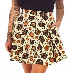 SOURPUSS CLASSIC HALLOWEEN SKATER SKIRT CREAM