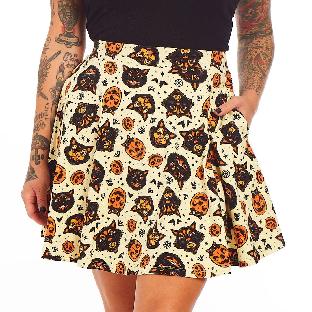 SOURPUSS CLASSIC HALLOWEEN SKATER SKIRT CREAM 3 SOURPUSS CLASSIC HALLOWEEN SKATER SKIRT CREAM