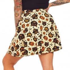 SOURPUSS CLASSIC HALLOWEEN SKATER SKIRT CREAM
