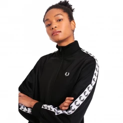 FRED PERRY CROPPED TAPED TRACK JACKET BLACK What's New