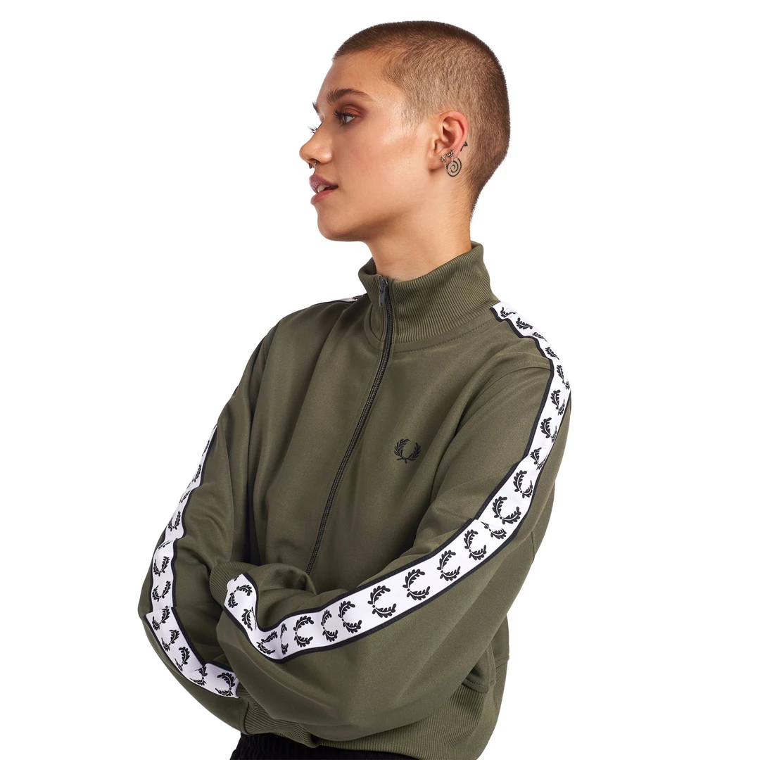 What's New FRED PERRY CROPPED TAPED TRACK JACKET MILITARY GREEN 3 What's New FRED PERRY CROPPED TAPED TRACK JACKET MILITARY GREEN