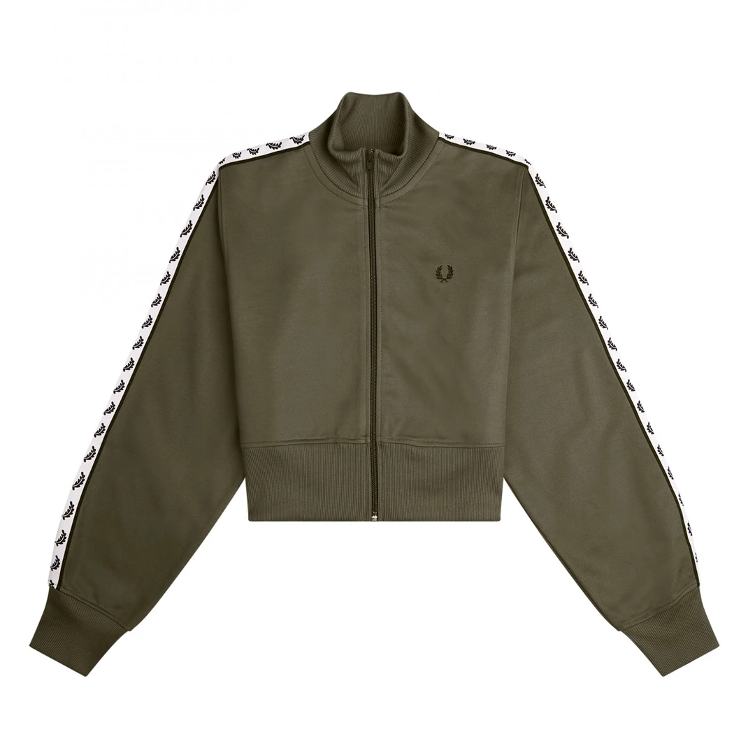 What's New FRED PERRY CROPPED TAPED TRACK JACKET MILITARY GREEN 4 What's New FRED PERRY CROPPED TAPED TRACK JACKET MILITARY GREEN