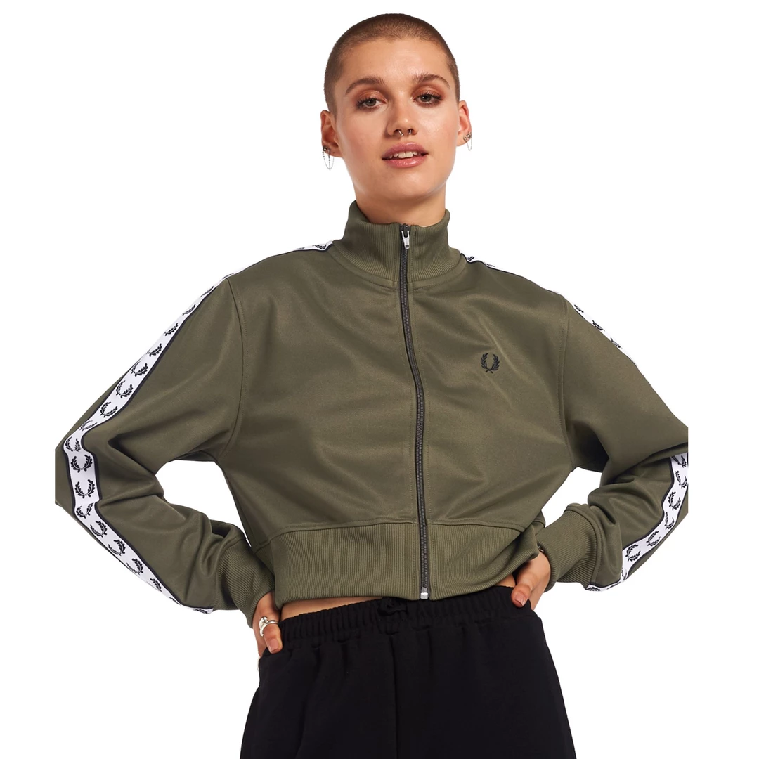 What's New FRED PERRY CROPPED TAPED TRACK JACKET MILITARY GREEN 7 What's New FRED PERRY CROPPED TAPED TRACK JACKET MILITARY GREEN