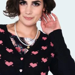 VOODOO VIXEN DAPHNE CUPID HEART CROPPED CARDIGAN Apparel