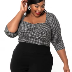 UNIQUE VINTAGE DAVIES HOUNDSTOOTH TOP Shop Sour+Plus