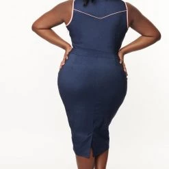 UNIQUE VINTAGE DENIM WESTERN FRINGE WIGGLE DRESS Shop Sour+Plus