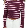 DICKIES GIRL LONG SLEEVE CROPPED STRIPED TOP