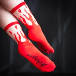 ECTOGASM SHEER FLAME SOCKS RED